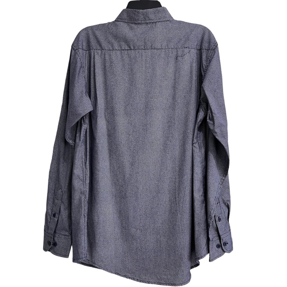 NWT Haggar Button Down Long Sleeve Shirt Navy With White Dots Size Medium - Picture 2 of 11